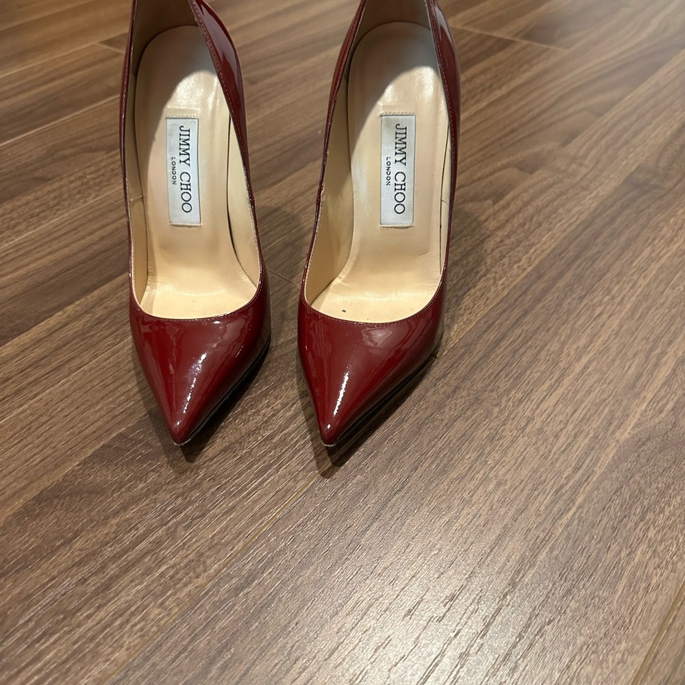 Jimmy Choo Burgundy Patent Leather Heels